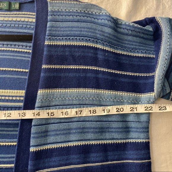 Lauren Ralph Lauren Blue Striped Cardigan - Picture 8 of 11